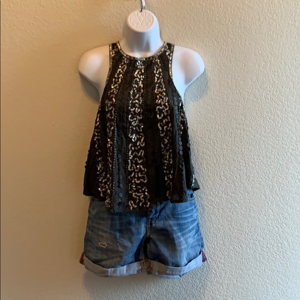 Dark Green Beaded Tank | Medium